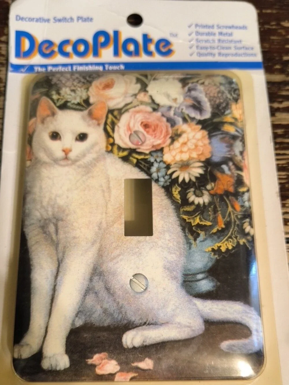 Vintage White Cat Decorative Light Switch Plate -